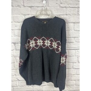 Vintage Liberty Men's Fair Isle Snowflake Pattern Retro Preppy Sweater XXL